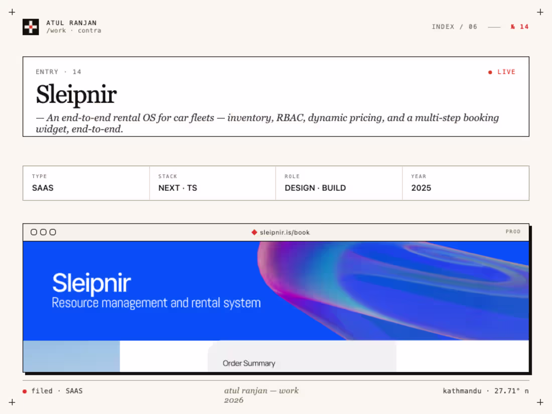Cover image for Sleipnir: Car Rental Management Platform