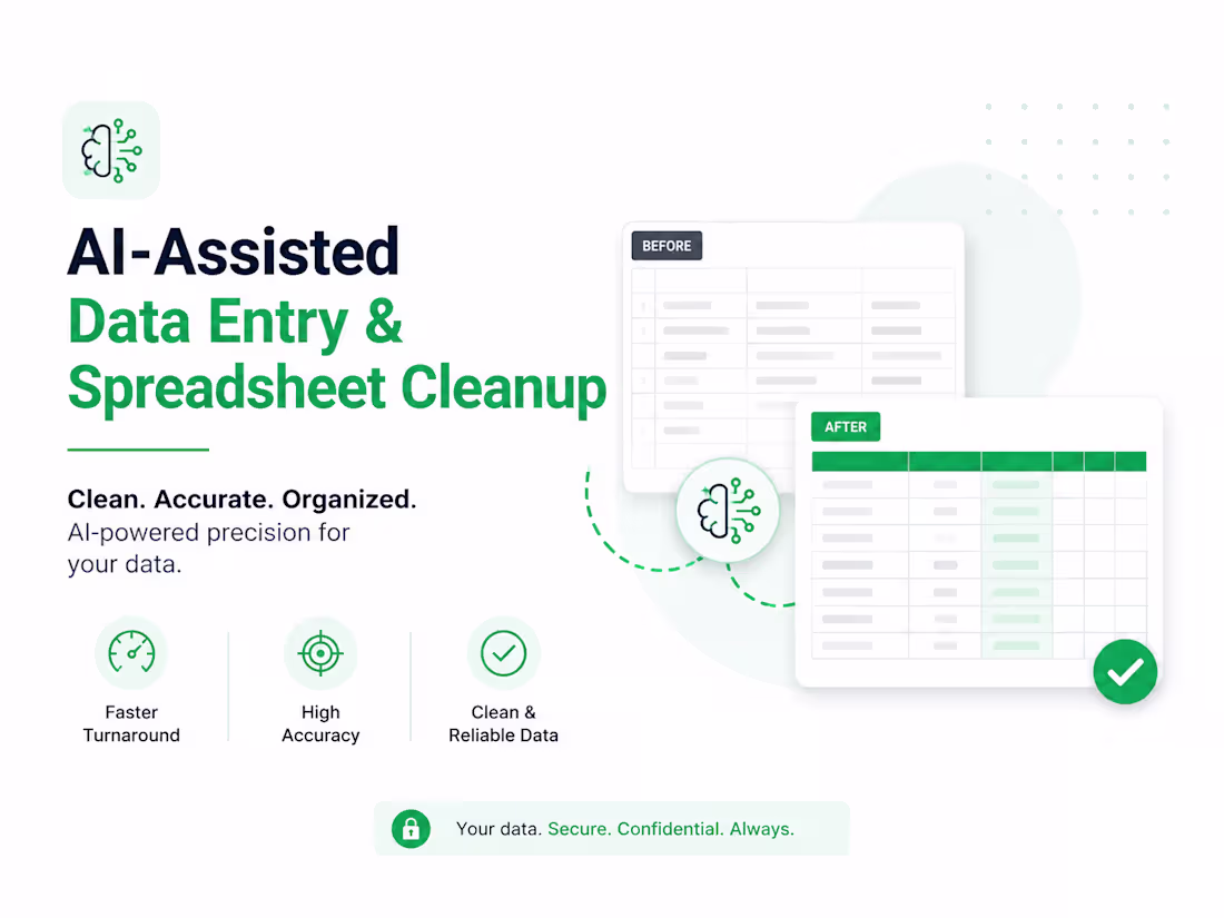 Cover image for AI-Assisted Data Entry & Spreadsheet Cleanup