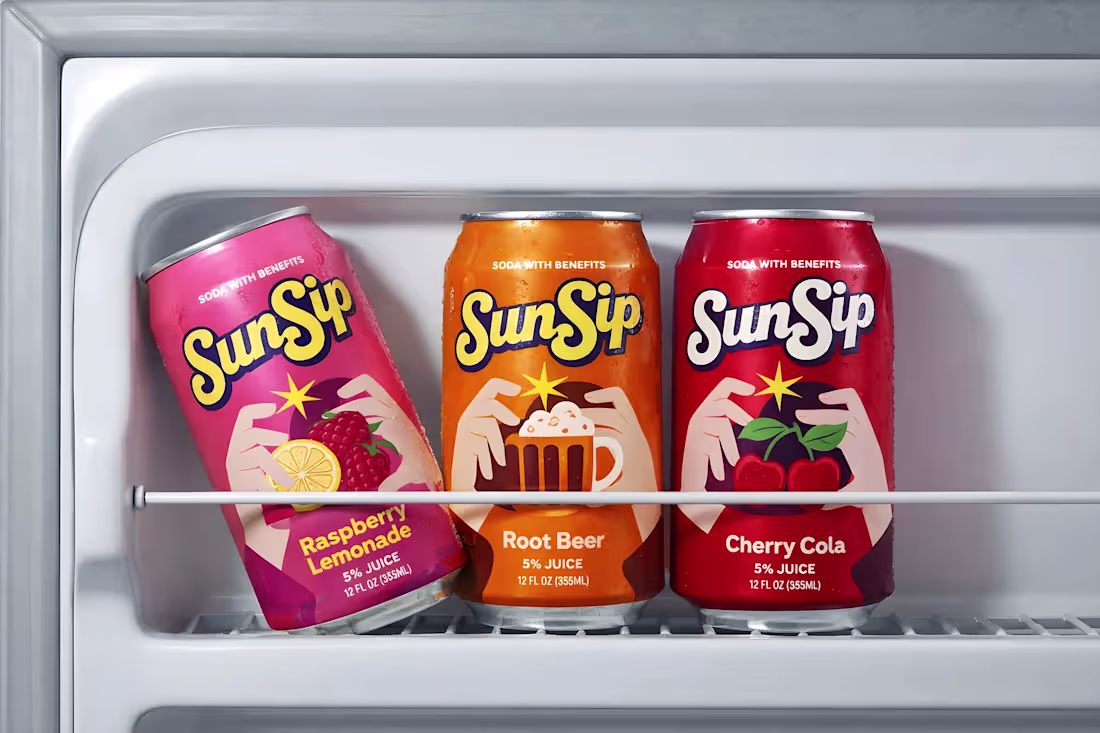 Cover image for SunSip Soda Beverage Can Label
Designed