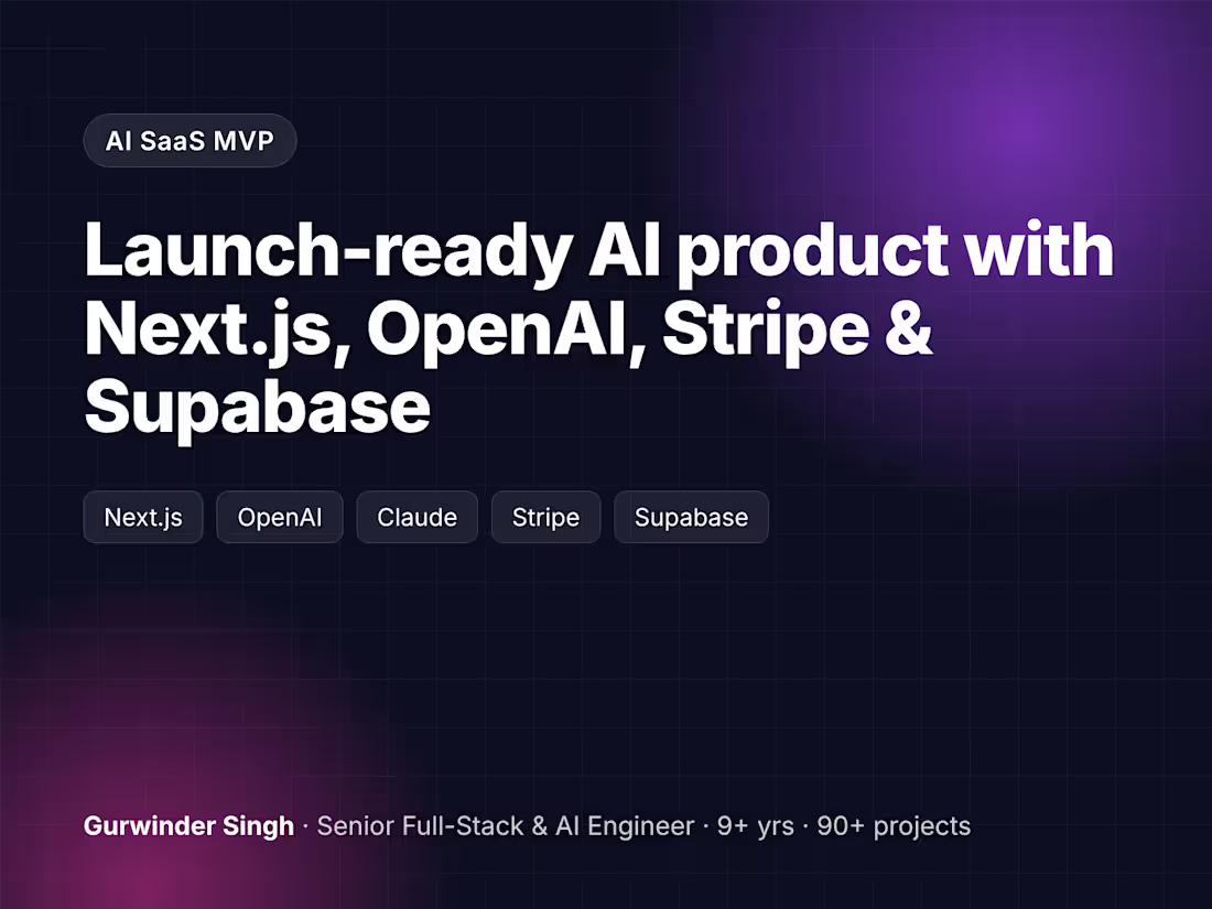 Cover image for AI SaaS MVP with Next.js, OpenAI, Stripe & Supabase