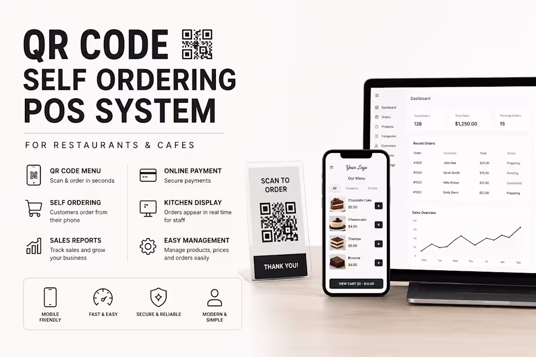 Cover image for I will build a POS system with QR code self ordering for your re
