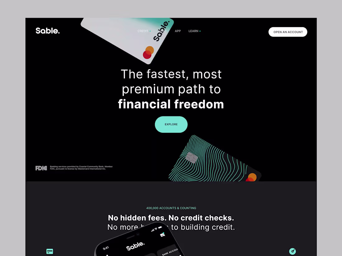 Cover image for Sable website on Behance