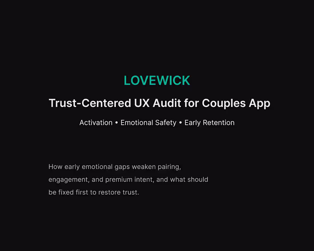 Cover image for LoveWick — Trust-Centered UX Audit This is a self-initiated ...