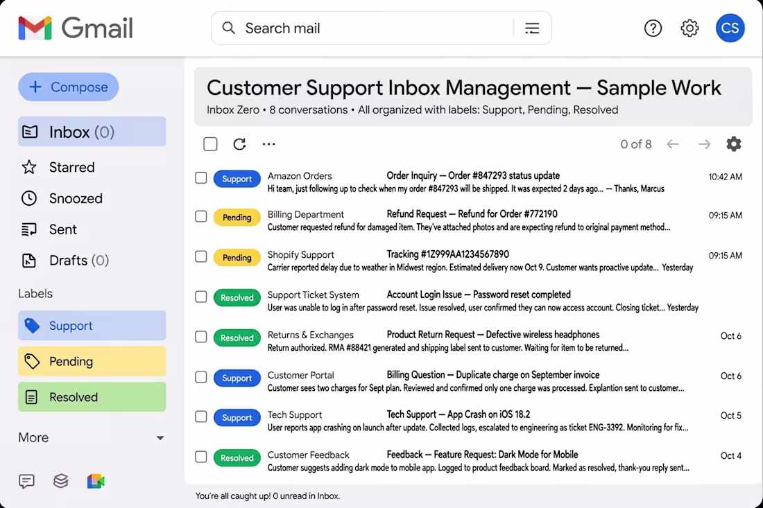 Cover image for Customer Support Inbox Management -Inbox