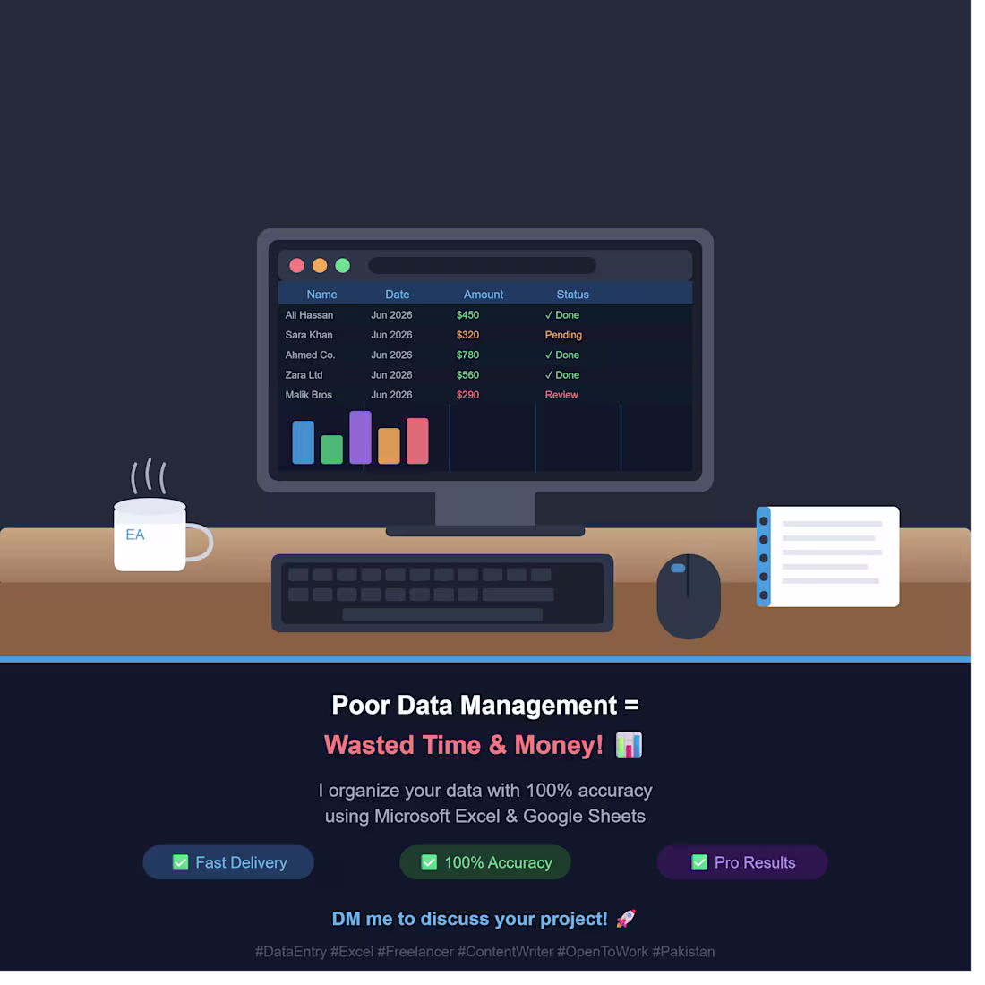 Cover image for Data Entry Specialist | Excel & Google Sheets Expert 
