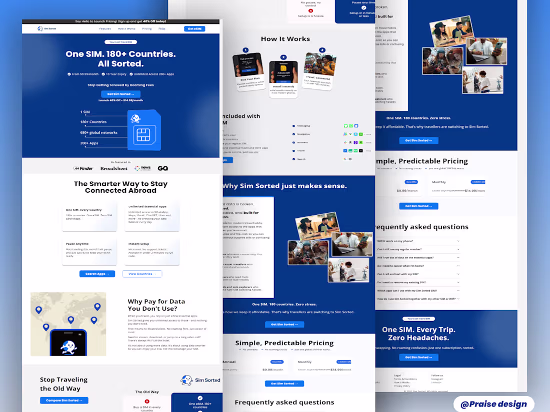 Cover image for Sim-Sorted landing page designed on figma and built on Replo.