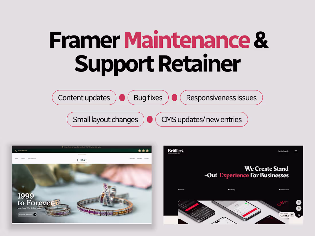 Cover image for Framer Maintenance & Support Retainer
