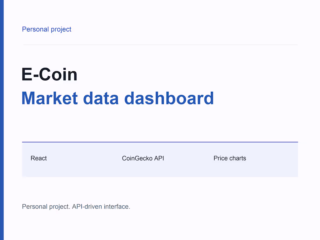 Cover image for E-Coin: React Market Data Dashboard