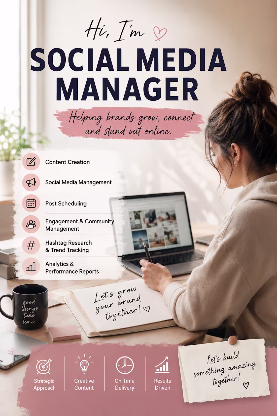 Cover image for content creation , social media management
