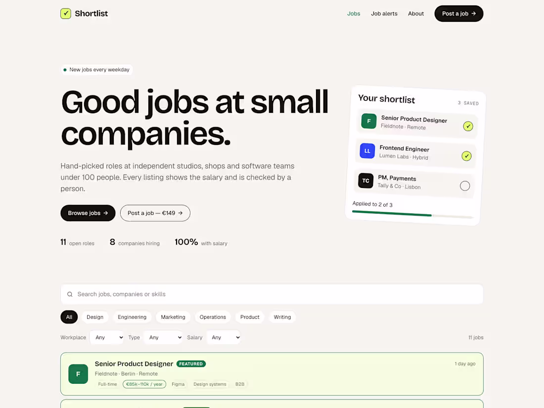 Cover image for Shortlist, a job board in