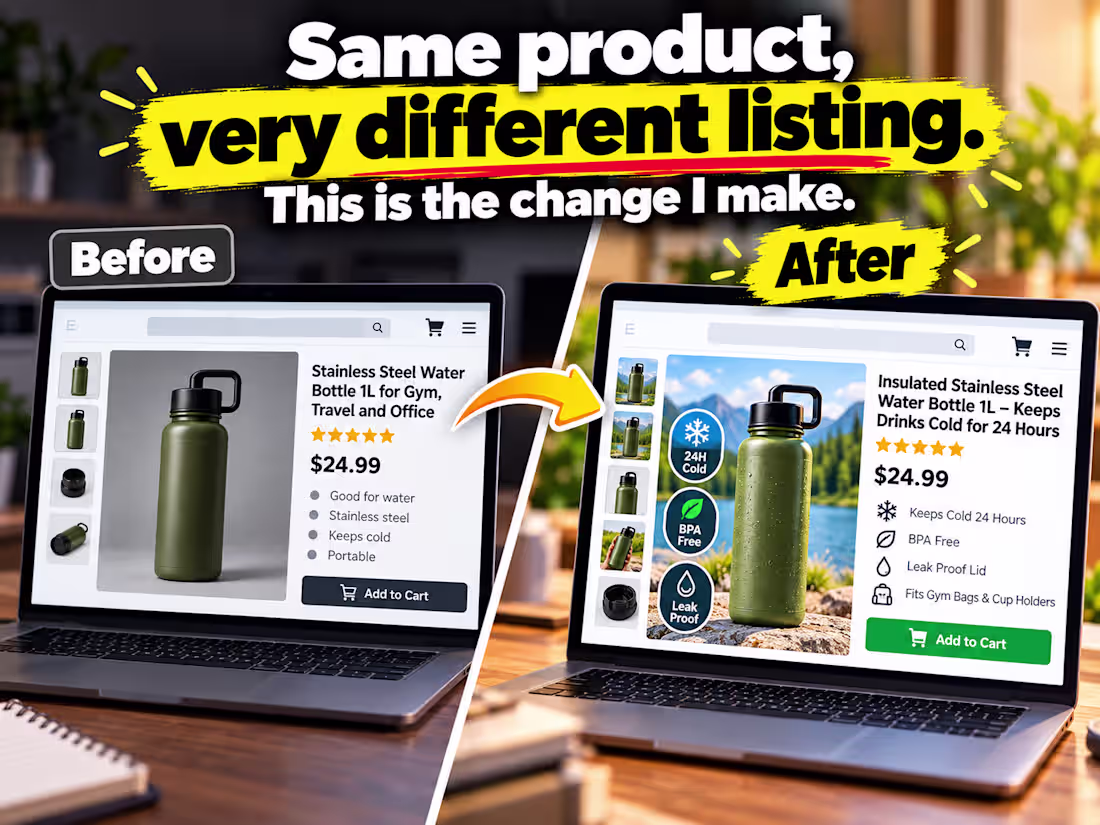 Cover image for Listing rewrite: insulated water bottle