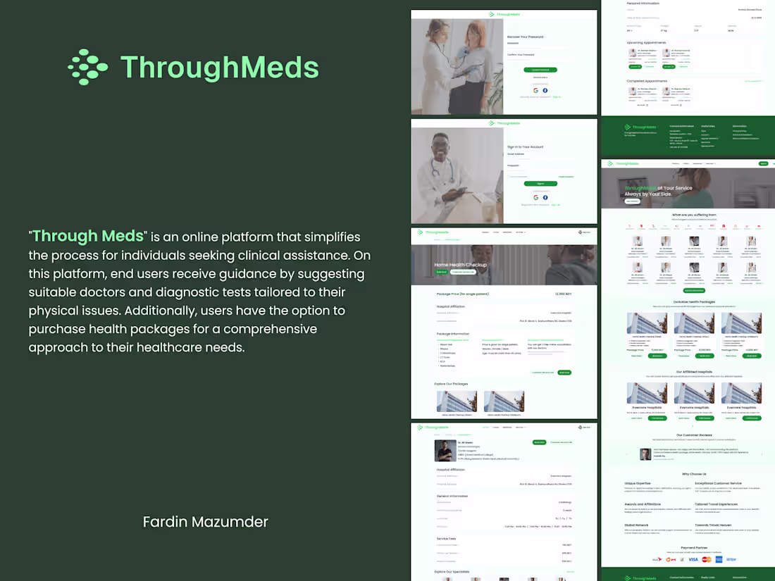 Cover image for "Through Meds" - Online Clinic Service UX/UI Design