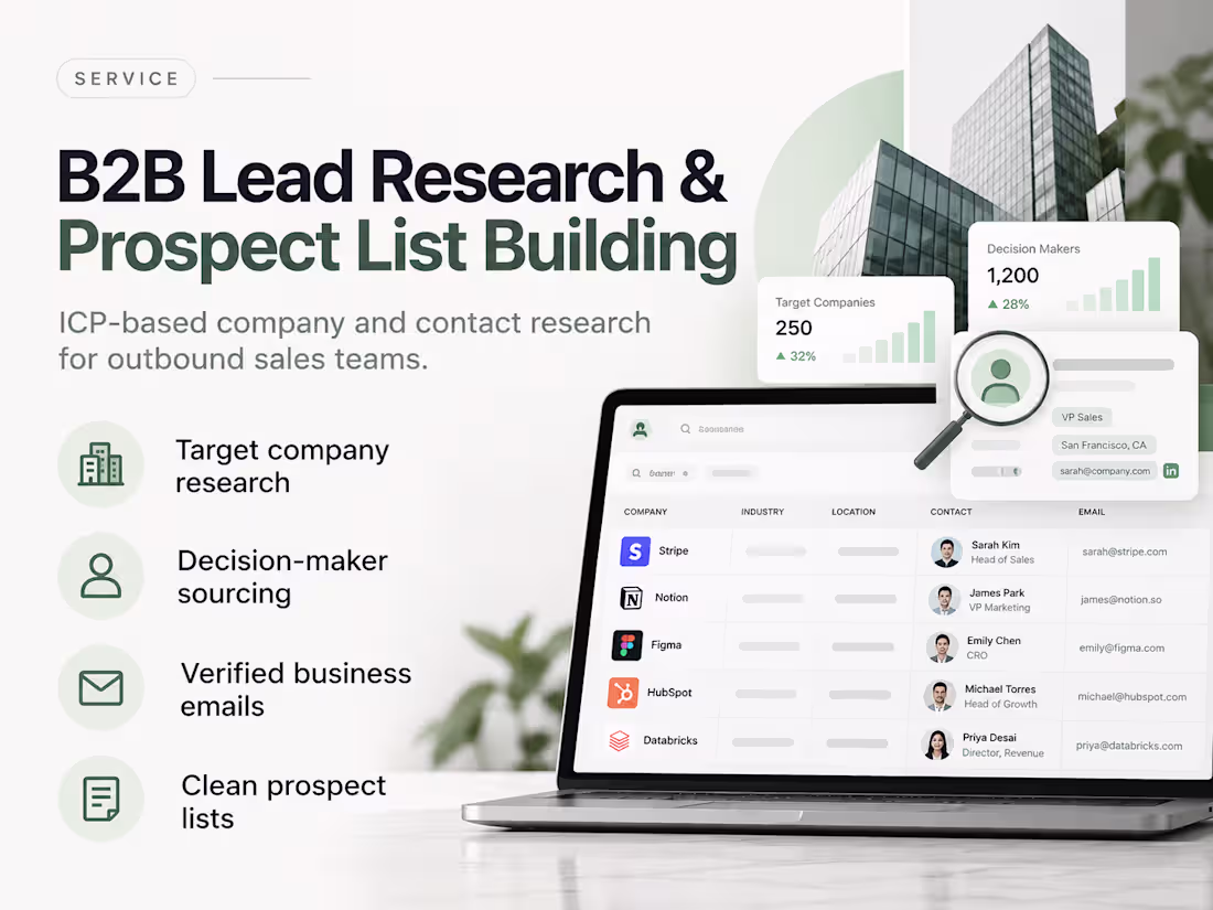 Cover image for B2B Lead Research & Prospect List Building
