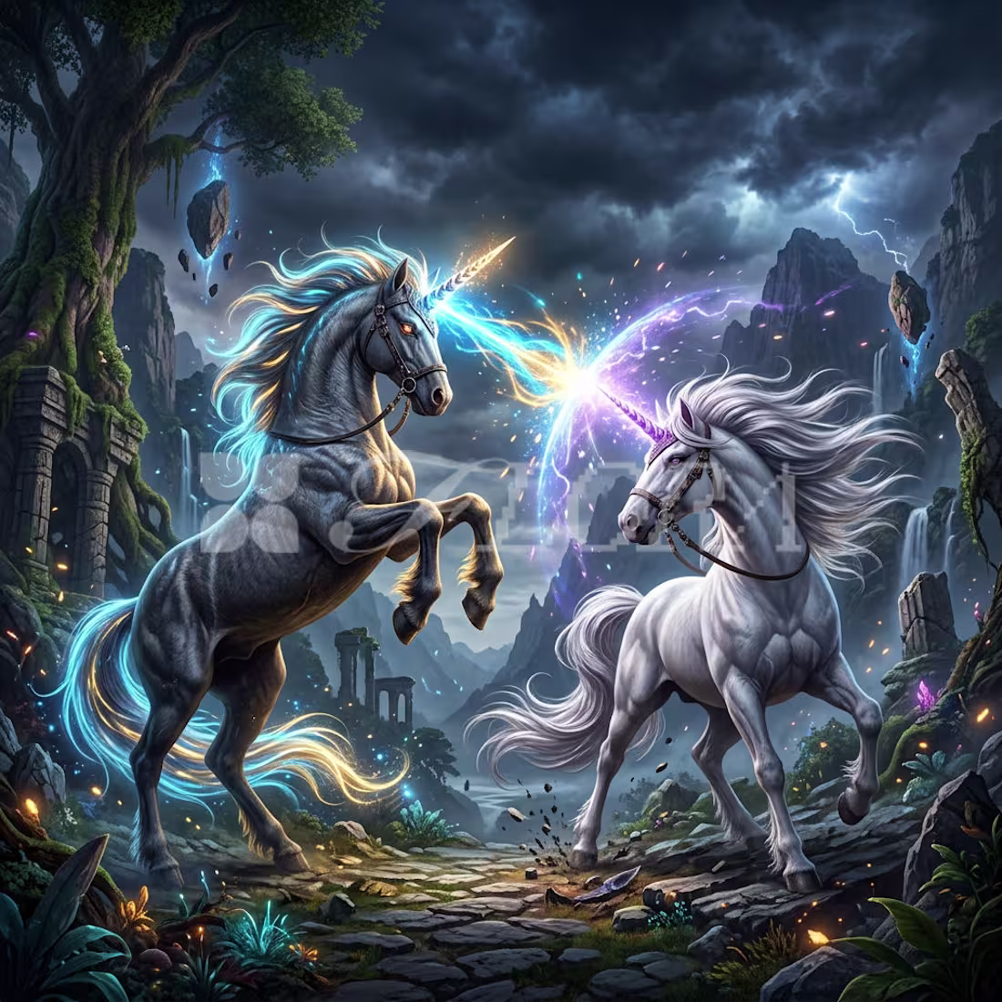 Cover image for A powerful unicorn protects an