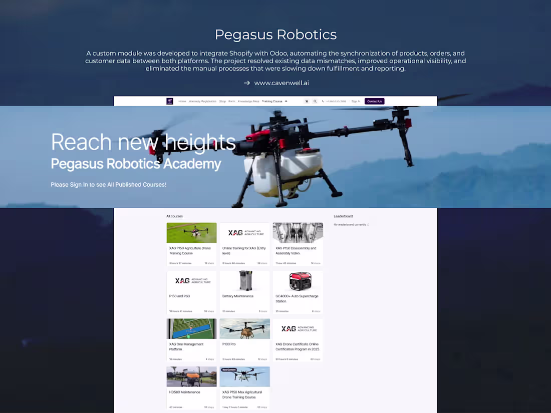 Cover image for Pegasus Robotics: Shopify-Odoo Sync for Business Efficiency