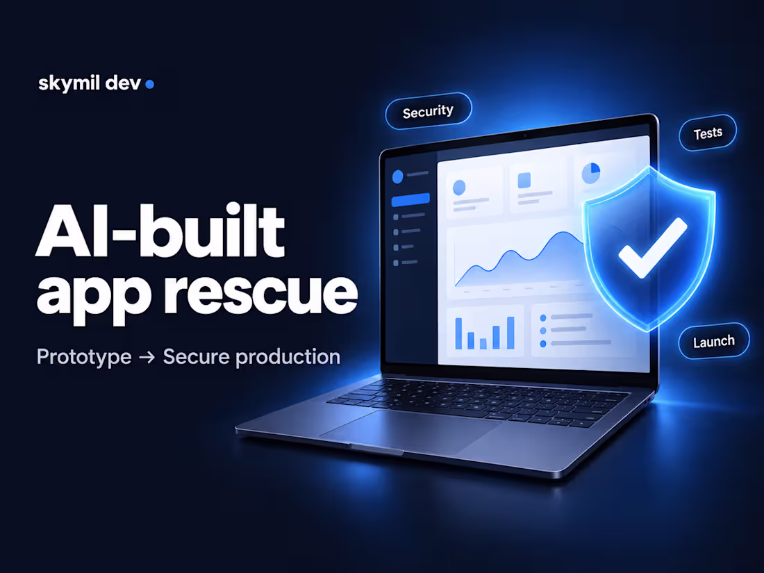 Cover image for AI-built app rescue & secure production launch