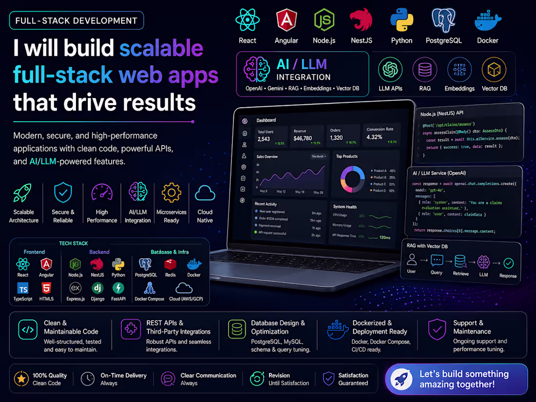 Cover image for Build Scalable Full Stack Apps with React|Angular|Python|Nodejs 