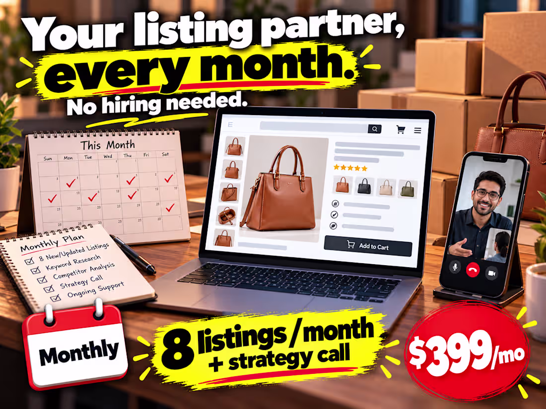 Cover image for Monthly Listing Partner: Amazon & Shopify Retainer