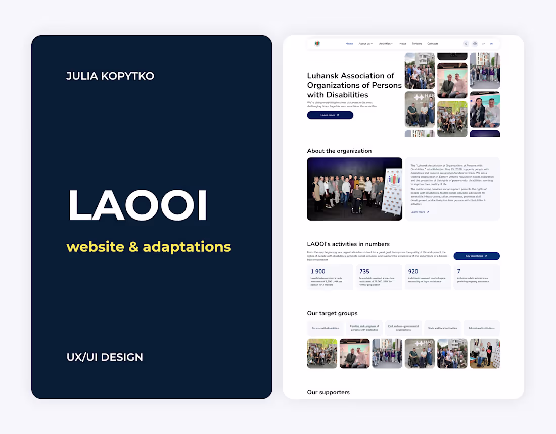 Cover image for LAOOI Nonprofit organization website with adaptations