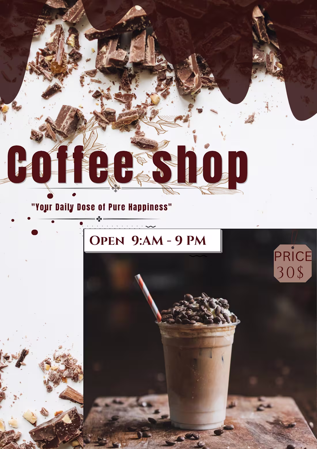 Cover image for Coffee shop poster:
Every cup tells