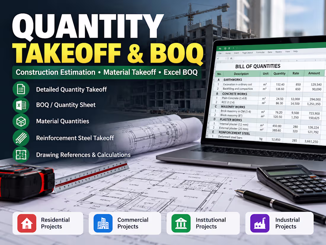 Cover image for Quantity Takeoff & BOQ Preparation for Construction Projects