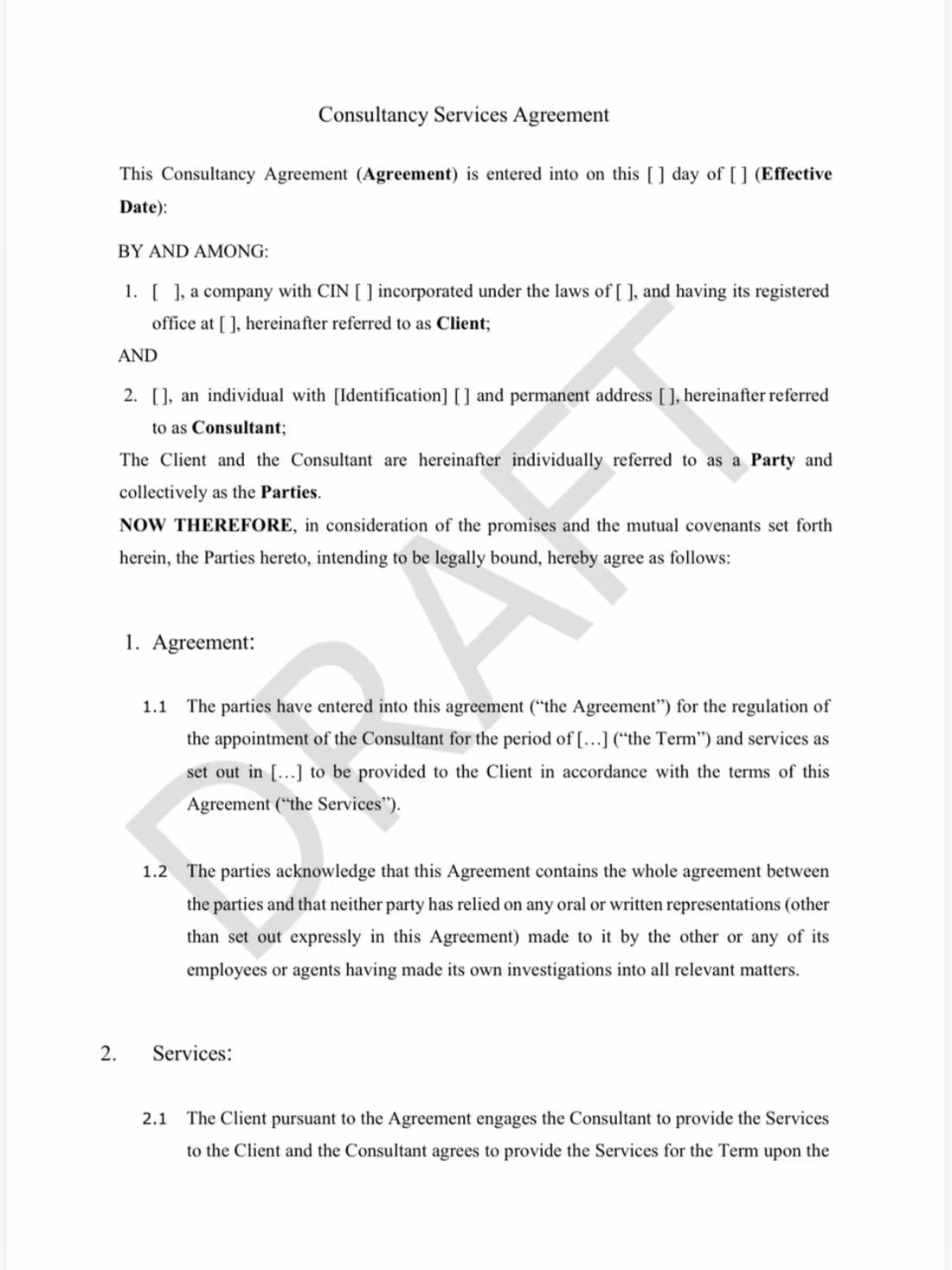 Cover image for Consultancy Agreement
A legally sound agreement
