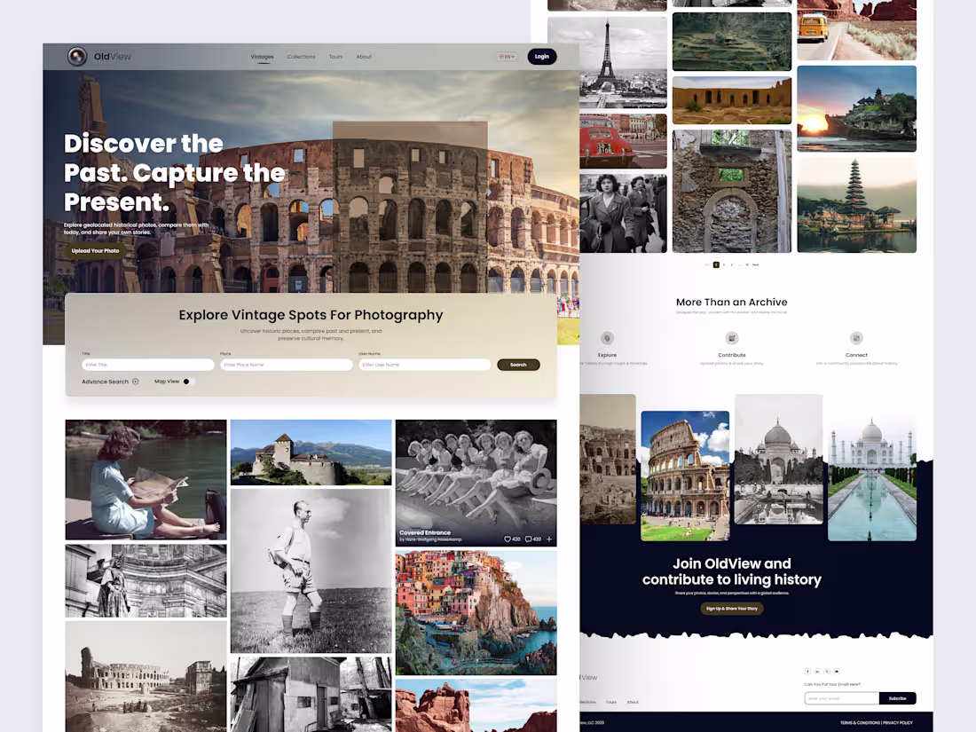 Cover image for OldView – Vintage Photography UI/UX