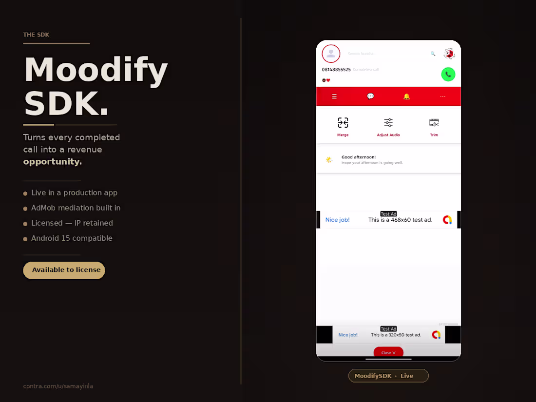 Cover image for MoodifySDK: Android AfterCall Advertising SDK.
