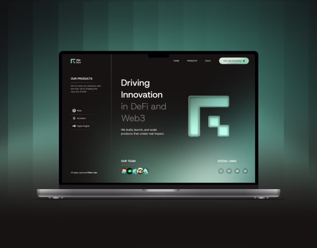 Cover image for RiseLabs - Branding, UX/UI, Motion, 3D and Front-end