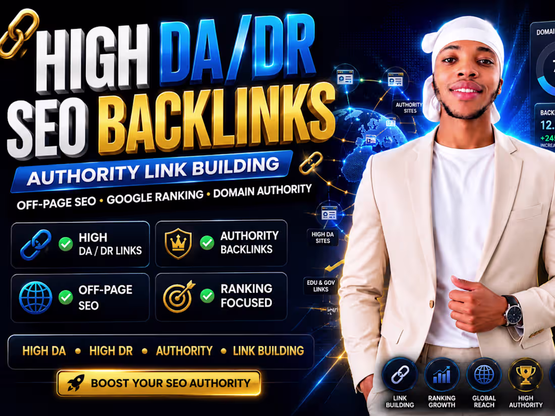 Cover image for I will do authority seo backlinks high quality da dr link seo