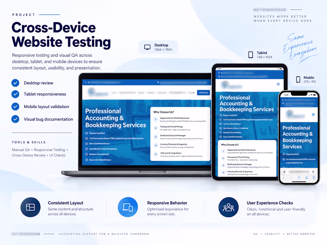Cover image for Cross-Device Website Testing
Performed responsive website