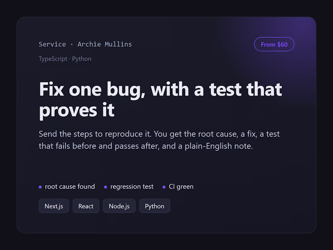 Cover image for Fix one bug, with a test that proves it