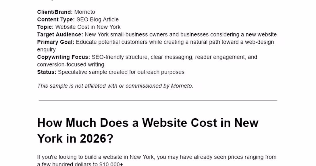 Cover image for SEO Blog Article on Website Costs in New York