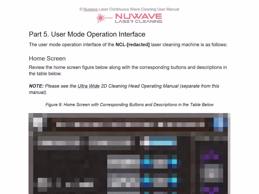 Cover image for Nuwave Laser User Manual: Continuous Wave Laser Cleaning Machine