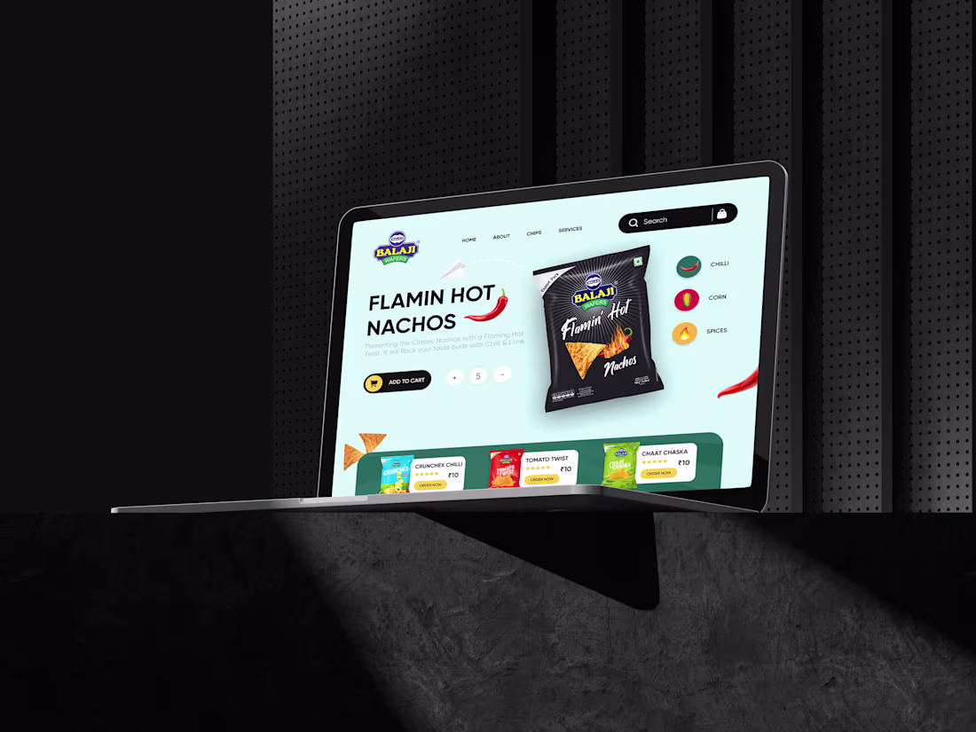 Cover image for Landing page for snaks picture based website product ui