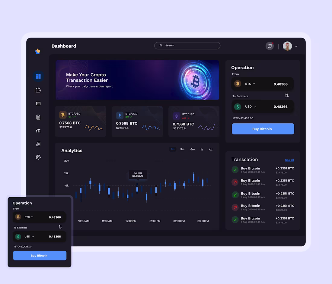 Cover image for Crypto & Bitcoin Trading Dashboard UI Design