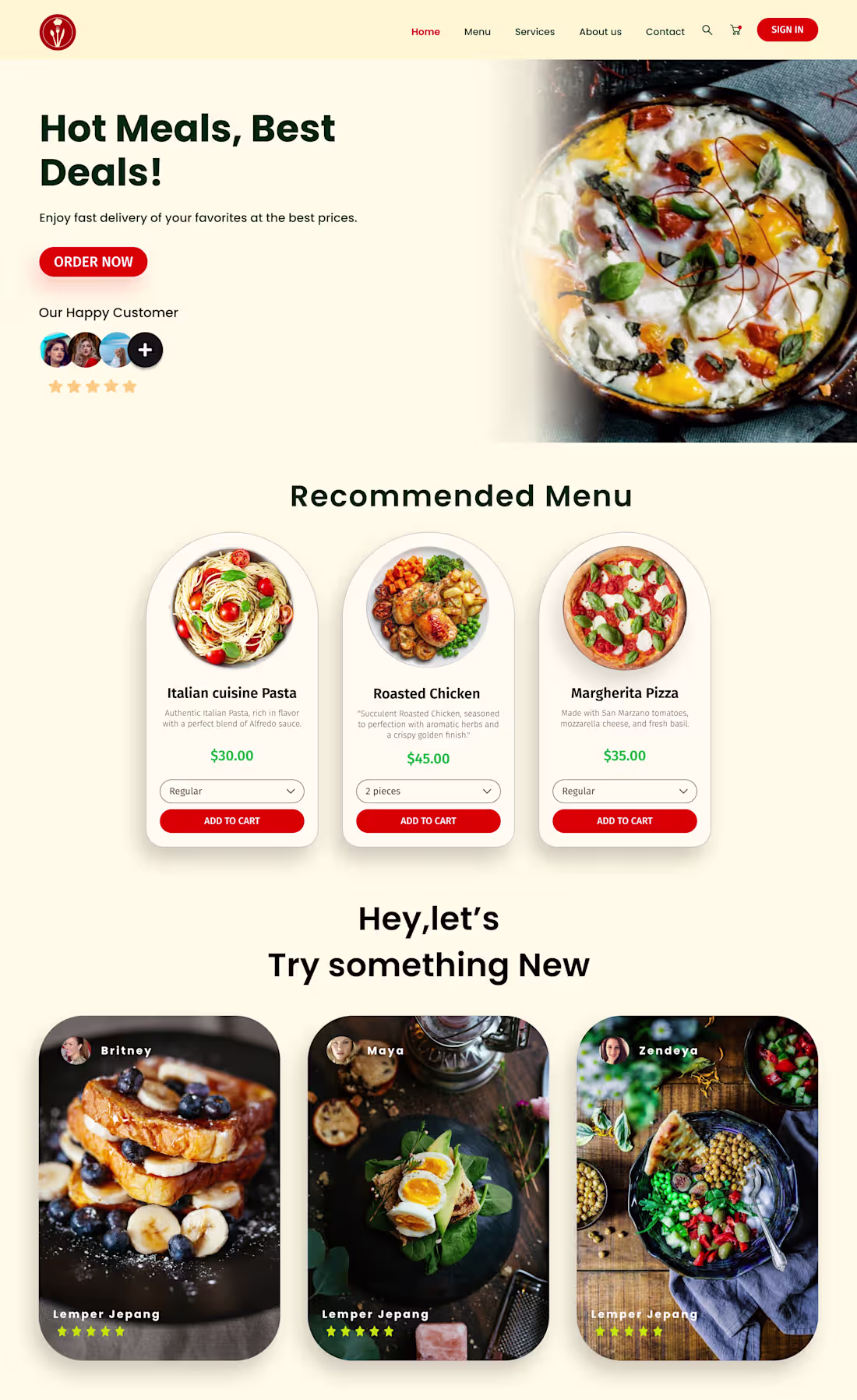 Cover image for Landing page for a restaurant