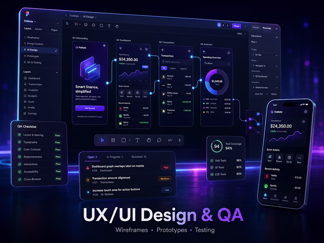 Cover image for UX/UI Design & QA (Figma)