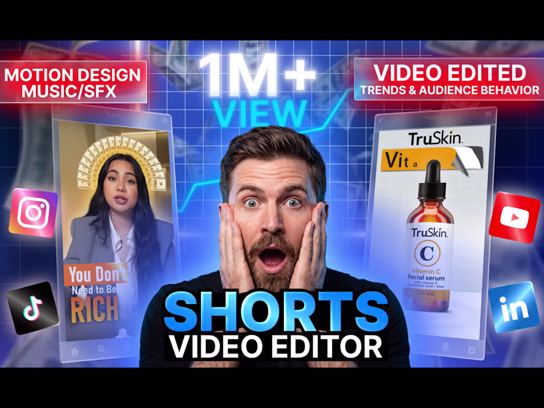 Cover image for Video Editing YouTube Shorts, Instagram Reels, and TikTok videos
