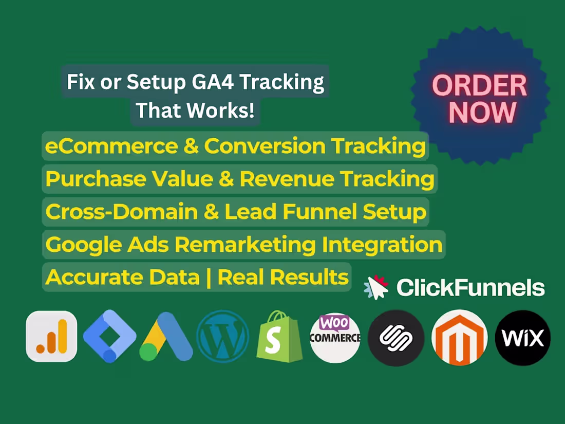 Cover image for I will setup or fix ga4, GTM, and ecommerce conversion tracking 