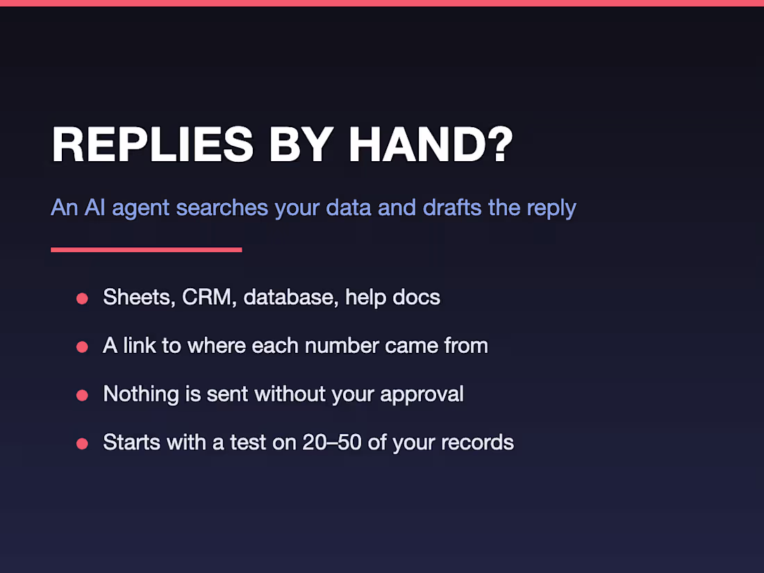 Cover image for AI agent that searches your CRM and drafts replies for approval