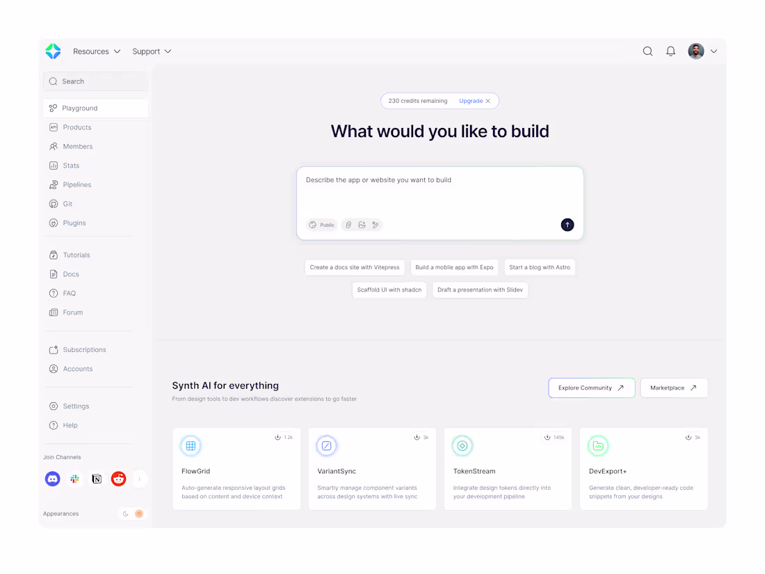 Cover image for AI agents vibe coding dashboard: SnythAI SAAS product design