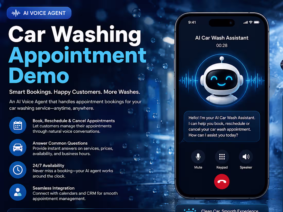 Cover image for Car Washing Appointment Demo
This project