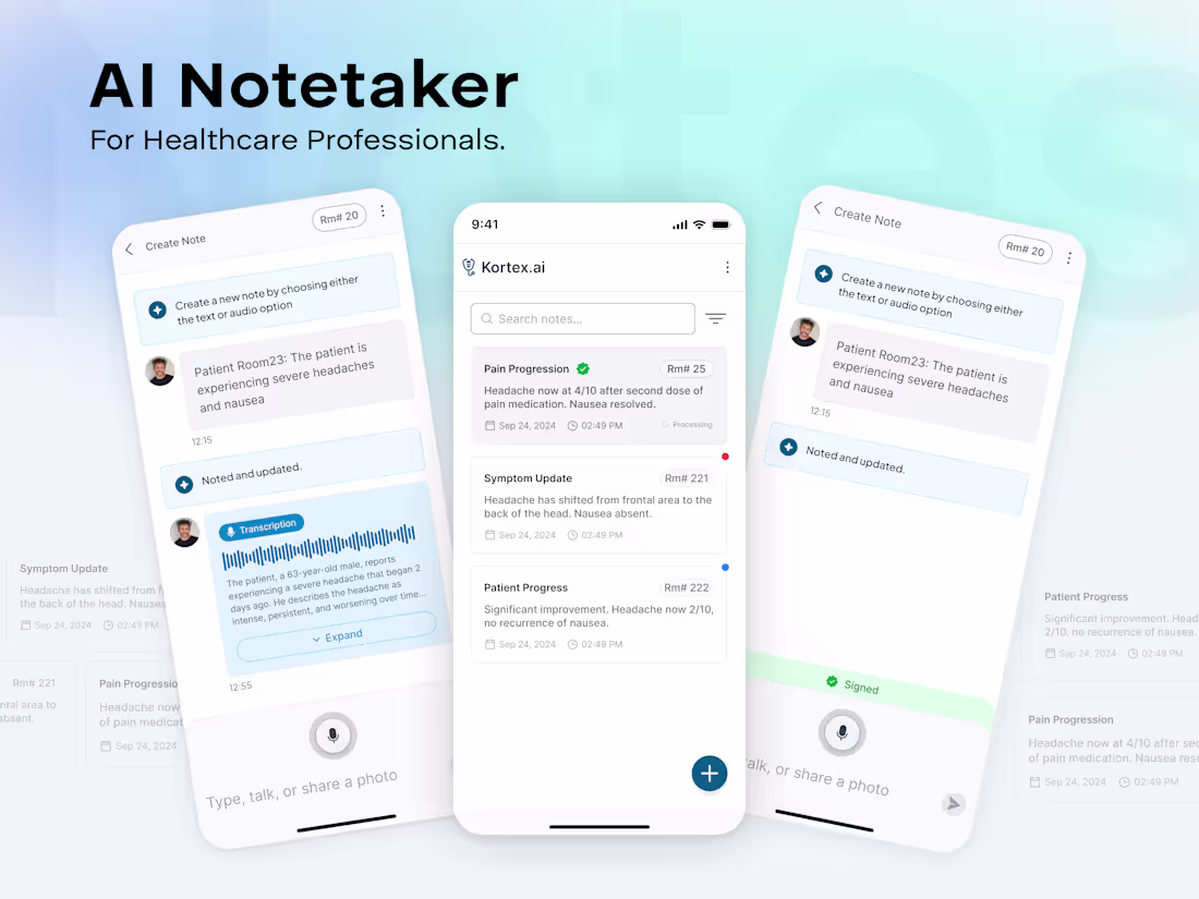 Cover image for UI/UX Design for Kortex AI Healthcare Transcription