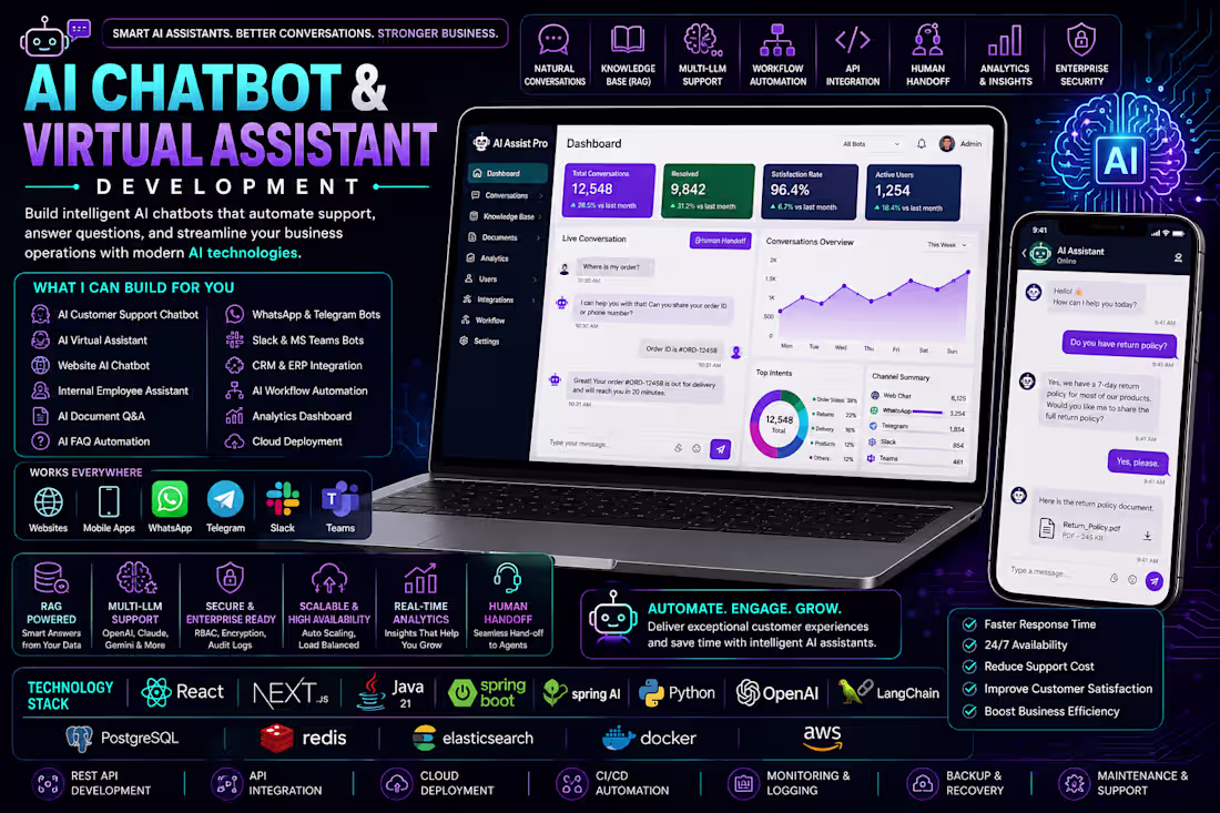 Cover image for AI Chatbot & Virtual Assistant Development