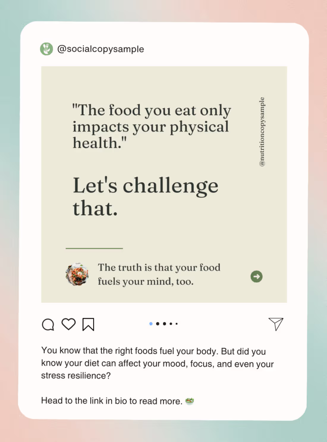 Cover image for Nutrition Brand: Social Media Copy Sample