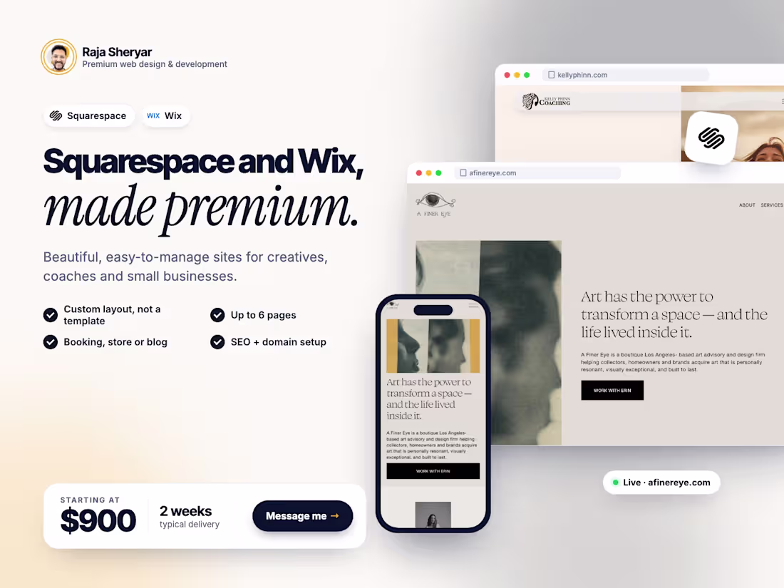 Cover image for Squarespace & Wix Website Design