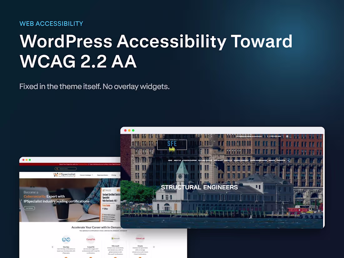 Cover image for WordPress Accessibility Fixes Toward WCAG 2.2 AA