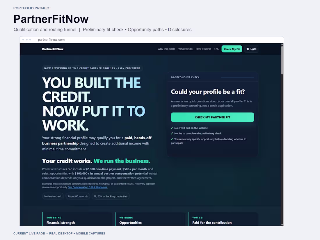 Cover image for PartnerFitNow | Interactive Quiz & Lead Capture