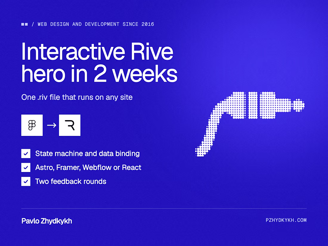 Cover image for Interactive Rive Hero for Your Website in 2 Weeks